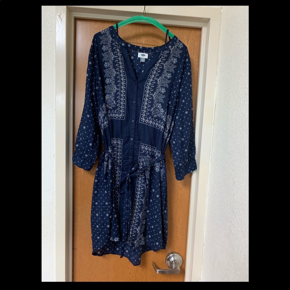 Navy Blue dress with waist string